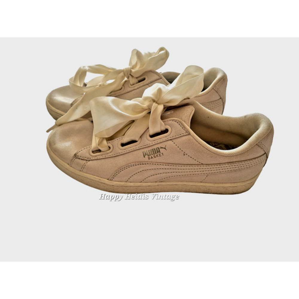 HP Puma Basket Ribbon Laces shiny shimmery‎ Iridescent White Mermaid Sneakers